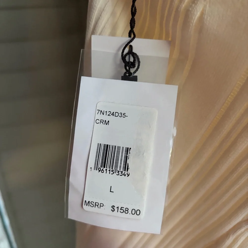 🆕7 For All Mankind Cream Ribbed Knit Top Open Back Cutout Stretchy Casual Size L - Picture 15 of 17